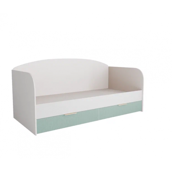 Кровать с ящиками МС Лавис ДКД 2000.1 Белый софт/Зеленый софт