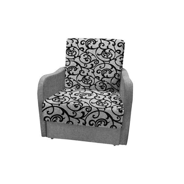 Кресло-кровать Виктория-1 (рогожка завиток черный/рогожка серый)