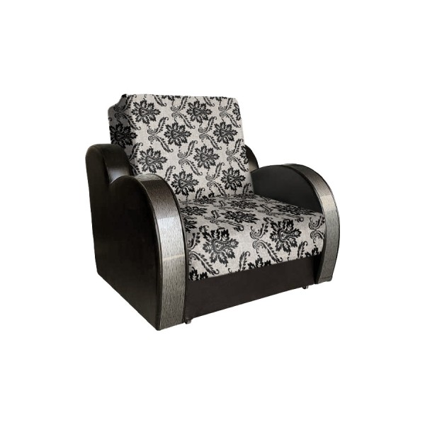 Кресло-кровать Виктория с декором 3 (рогожка вензель коричневый/кожзам коричневый)