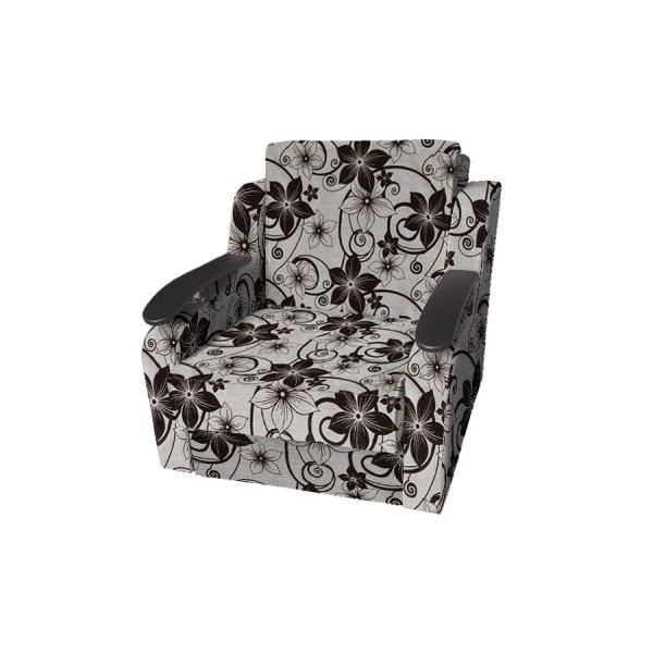 Кресло-кровать Виктория с декором (рогожка цветок крупный коричневый)