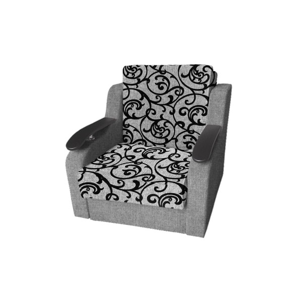 Кресло-кровать Виктория с декором (рогожка завиток черный/рогожка серая)