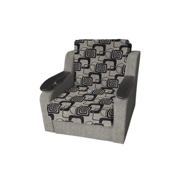Кресло-кровать Виктория с декором (рогожка кубики коричневые/рогожка беж)