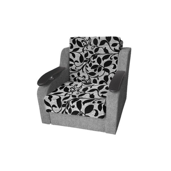 Кресло-кровать Виктория с декором (рогожка листок черный/рогожка серая)