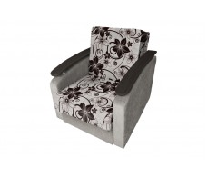 Кресло-кровать Виктория с декором 2 (рогожка цветок крупный коричневый/рогожка беж)