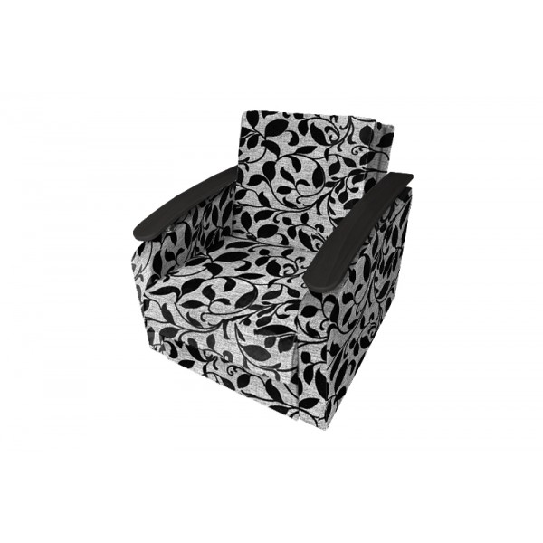 Кресло-кровать Виктория с декором 2 (рогожка листок черный)