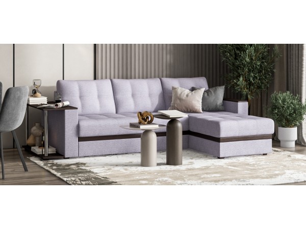 Угловой диван Атланта НПБ рогожка Malmo платина