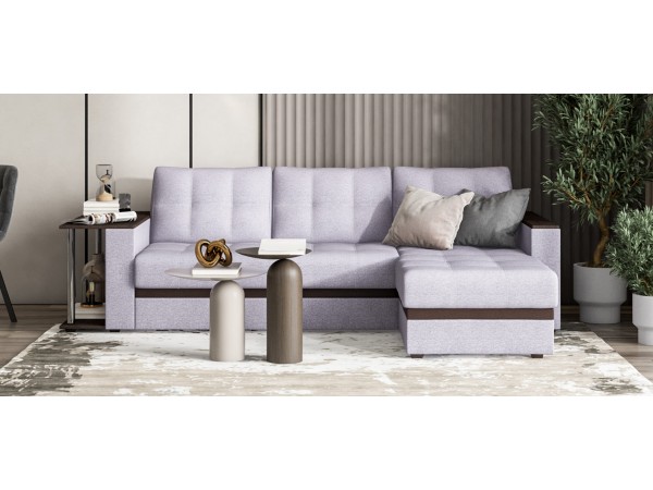 Угловой диван Атланта НПБ рогожка Malmo платина