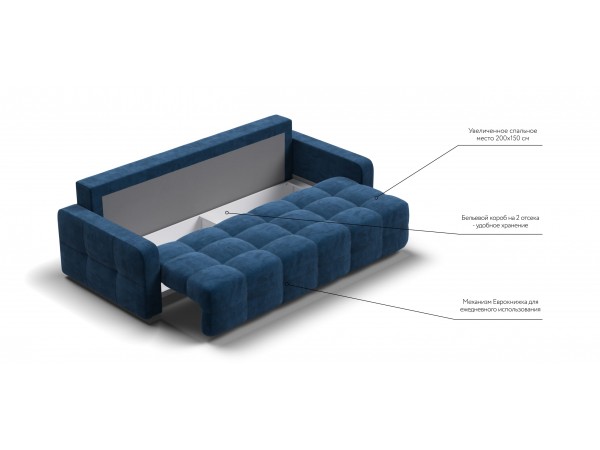 Диван Денди велюр Monolit синий