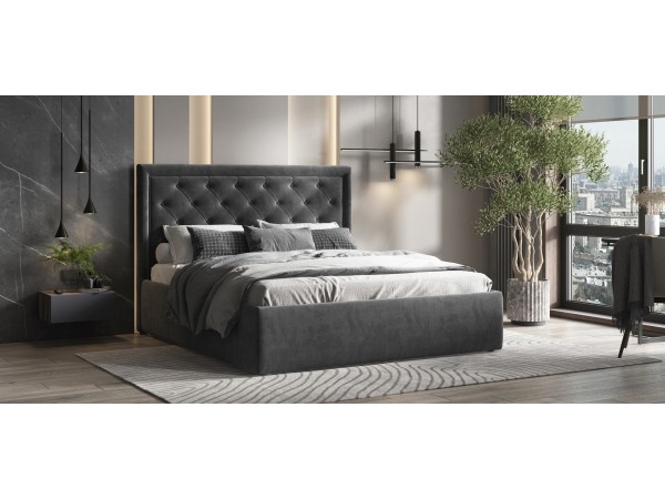 Кровать Босс Классик Про+ПМ велюр Monolit серая Кровать Босс Классик Про+ПМ велюр Monolit серая
