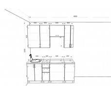Кухня Вариант фасада Олива гранат металлик/белый металлик 1,9м
