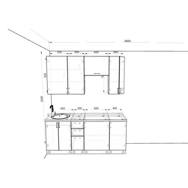 Кухня Вариант фасада Олива гранат металлик/белый металлик 1,9м