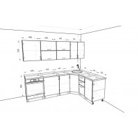 Кухня Вариант фасада Олива хамелеон металлик/белый металлик 2,5м*1,7м