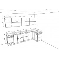 Кухня Вариант фасада Олива хамелеон металлик/белый металлик 2,85м*1,3м