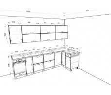 Кухня Вариант фасада Олива хамелеон металлик/белый металлик 2,85м*1,3м