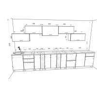 Кухня Вариант фасада Олива хамелеон металлик/белый металлик 4,1м