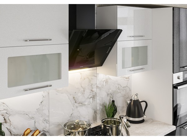 Кухня Вариант фасада Олива Белый металлик