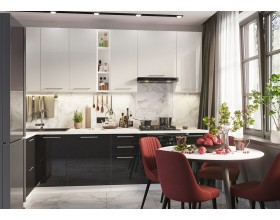 Кухня Вариант фасада Олива Белый металлик