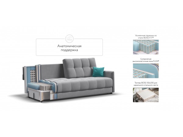 BOSS 2.0 LOFT диван велюр Monolit сталь BOSS 2.0 LOFT диван велюр Monolit сталь