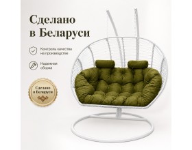 Подвесное кресло кокон Двойной Премиум Зигзаг (белый/зеленый)