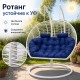 Подвесное кресло кокон Двойной Премиум Зигзаг (белый/синий)