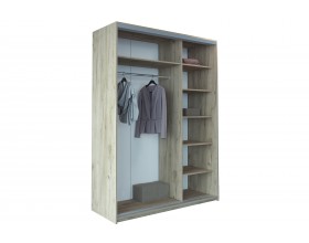 Бристоль 451.03 Шкаф-купе 3-х дверный Дуб Крафт  серый/Зеркало/Серебряный дождь