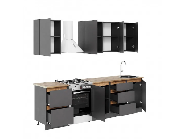 Кухонный гарнитур Айден 2,0 серый графит/серый графит