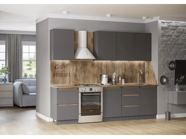 Кухонный гарнитур Айден 2,0 серый графит/серый графит