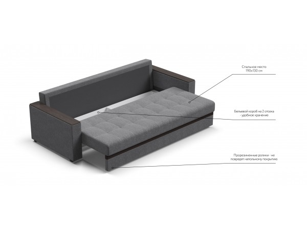 Диван Атланта Люкс SE рогожка Malmo серый