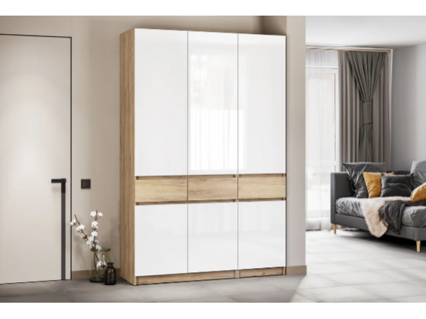 Шкаф Стоуби ШК-1500 Дуб крафт золотой/Глянец белый