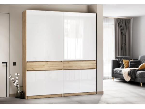 Шкаф Стоуби ШК-2000 Дуб крафт золотой/Глянец белый