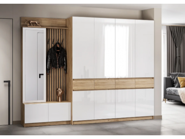 Шкаф Стоуби ШК-2000 Дуб крафт золотой/Глянец белый