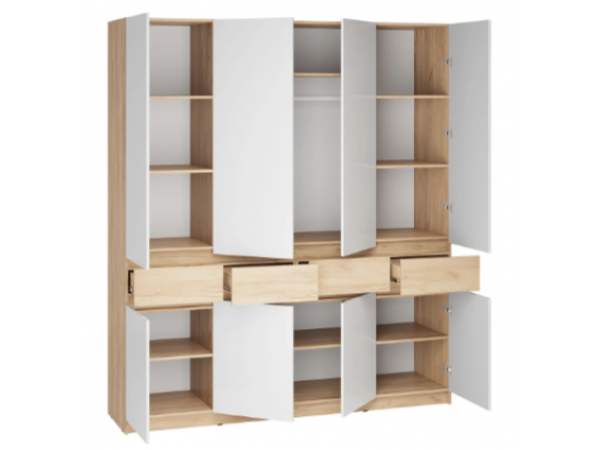 Шкаф Стоуби ШК-2000 Дуб крафт золотой/Глянец белый