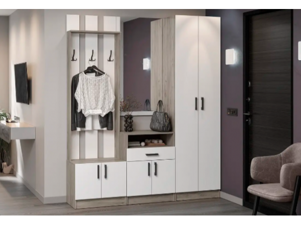 Вешалка Вега ВШ-2 Дуб крафт серый/белый