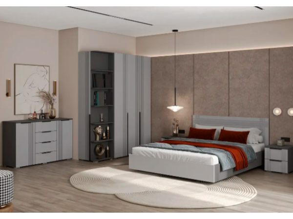 Комод Альмерия КМ-1300 серый графит/бархат серый