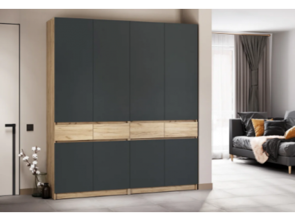 Шкаф Стоуби ШК-2000 Дуб крафт золотой/серый графит