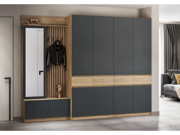 Шкаф Стоуби ШК-2000 Дуб крафт золотой/серый графит