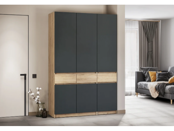 Шкаф Стоуби ШК-1500 Дуб крафт золотой/серый графит