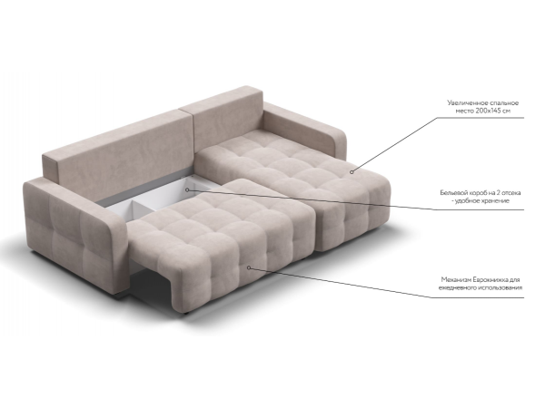 Угловой диван Dandy euro SE велюр Monolit латте