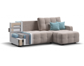 Денди угловой диван Велюр Монолит латте