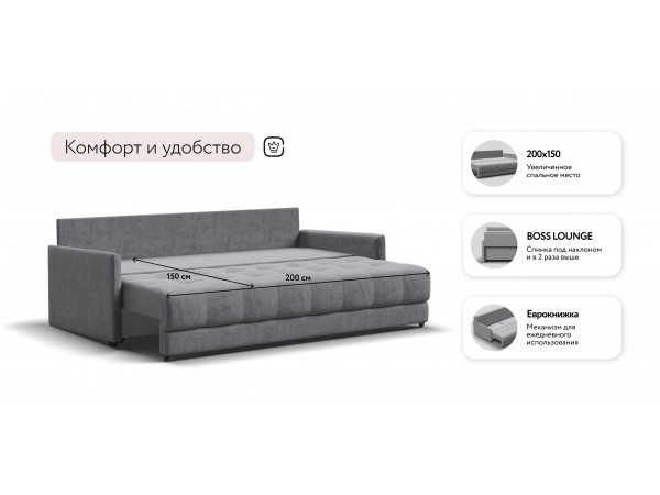 Диван BOSS 2.0 LOFT Велюр Роял агат