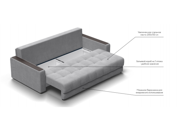 Диван BOSS 2.0 велюр Monolit сталь