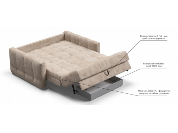 Диван BOSS Sleep 140 велюр Alkantara пепел