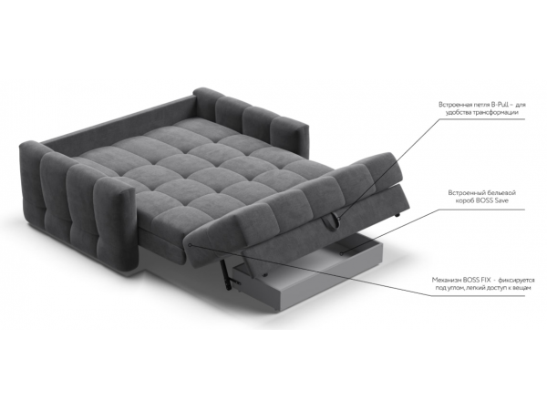 Диван BOSS Sleep 140 велюр Monolit серый