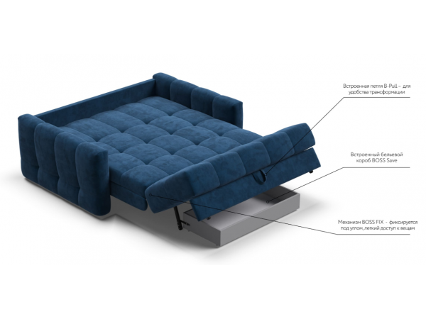 Диван BOSS Sleep 140 велюр Monolit синий