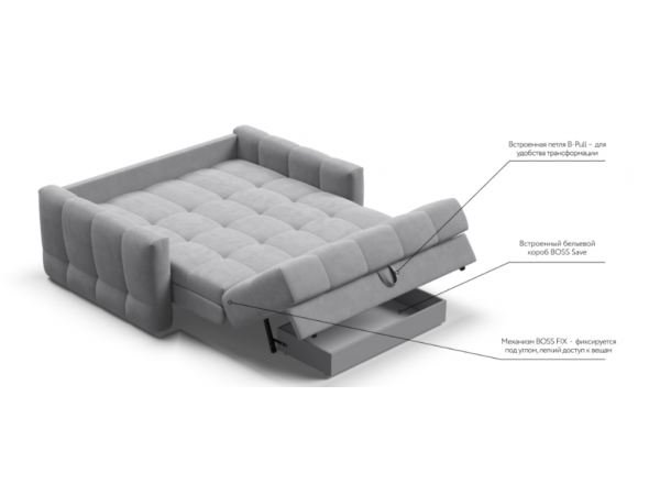 Диван BOSS Sleep 140 велюр Monolit сталь