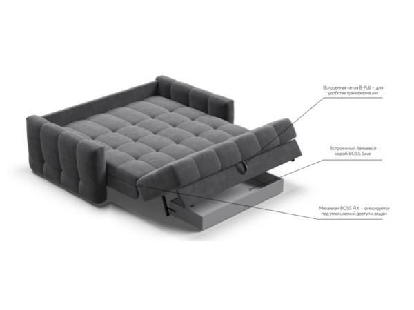 Диван BOSS Sleep 160 велюр Monolit серый Диван BOSS Sleep 160 велюр Monolit серый