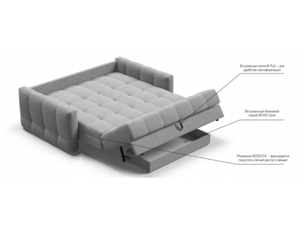 Диван BOSS Sleep 160 велюр Monolit сталь