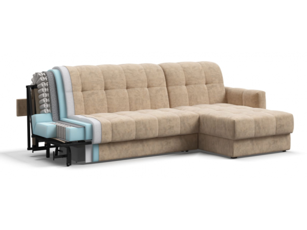 Угловой диван BOSS Sleep 160 Велюр Роял шампань