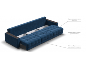 Босс Гранд диван Велюр Монолит синий