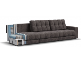 Босс Гранд диван Велюр Алькантара серый